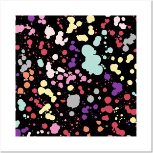 Pocket - Splatter Dots Multicolored Black Posters and Art